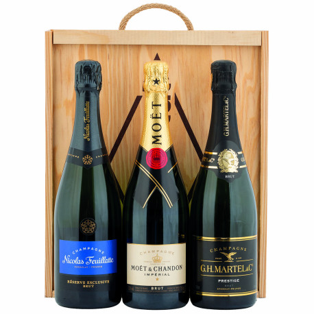 Caja Madera 3 bot. Champagne 615